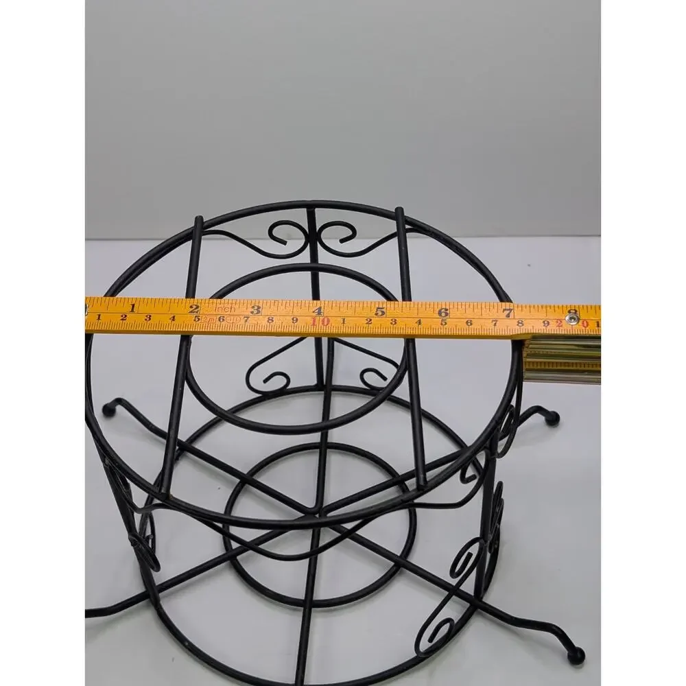 Black Metal 2 Tier Serving Stand Bowl Plate Holder Scrollwork Tabletop Rack